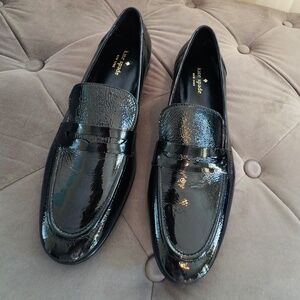Black patent leather loafers